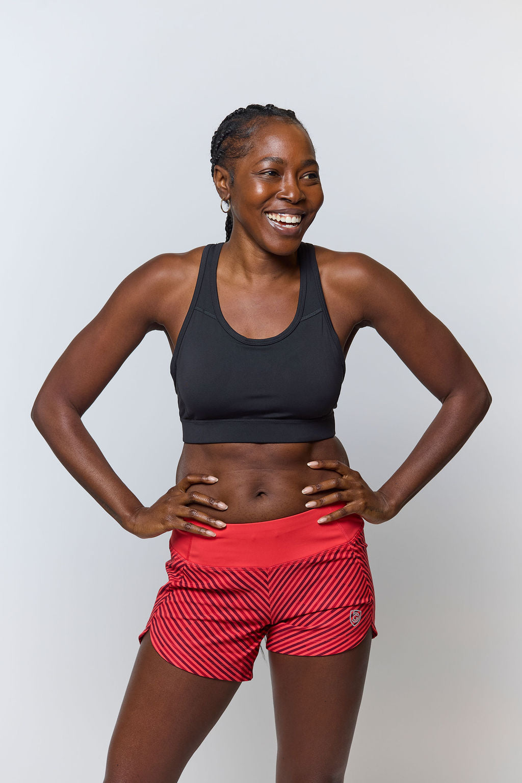Woman wearing the 99'er Padded Sports Bra by Goal Five