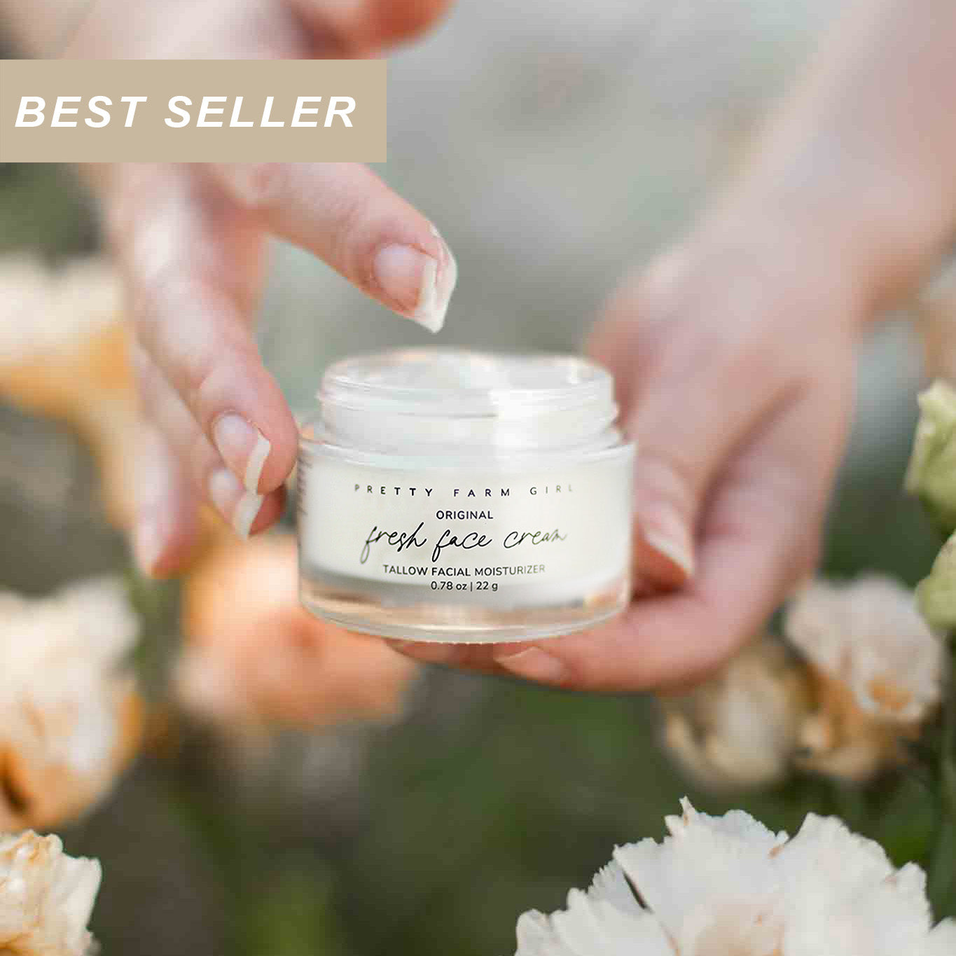 Anti-aging facial moisturizer cream in glass jar