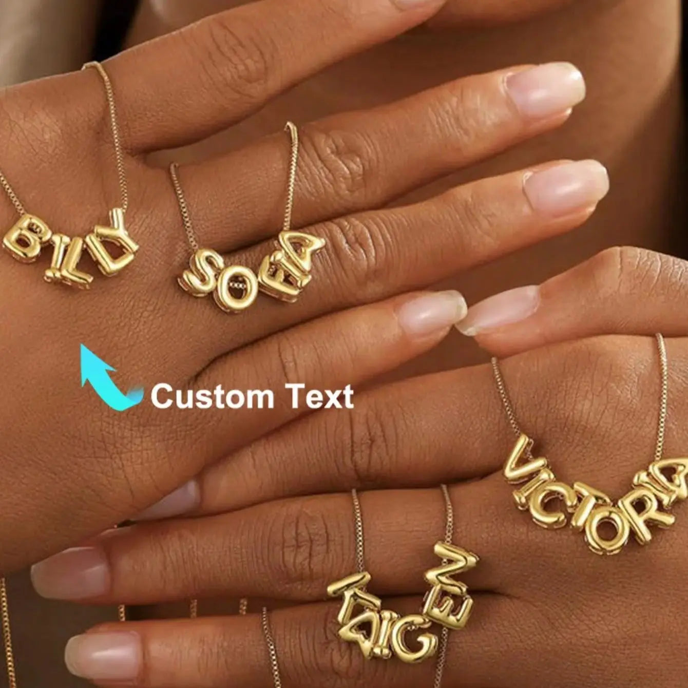 Custom bubble letter necklace accessory