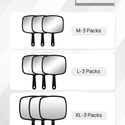 Hand Mirror, Extra Large Barber Hairdressing Handheld Mirror with Handle for Salon, Pack of 3