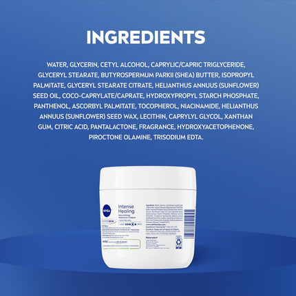 Intense Healing Body Cream for Dry Skin with Glycerin, Provitamin B5, and Niacinamide - 72-Hour Moisturizing Non-Greasy Formula for Instant Relief of Dry, Itchy Skin, 13.5 Oz Jar