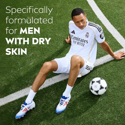 MEN Real Madrid Limited Edition Maximum Hydration Body Lotion for Dry Skin with Aloe Vera, 3-in-1 Formula for Body, Face, and Hands, 16.9 Fl Oz Bottle, Pack of 2
