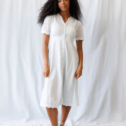 Swiss Dot Scallop Dress by Downeast