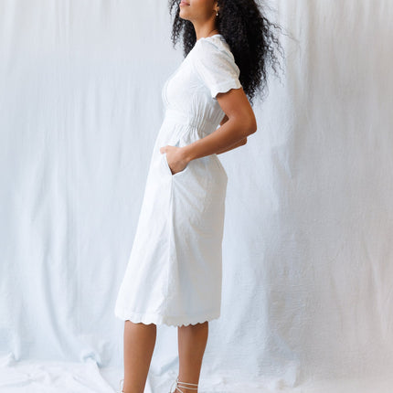 Swiss Dot Scallop Dress by Downeast