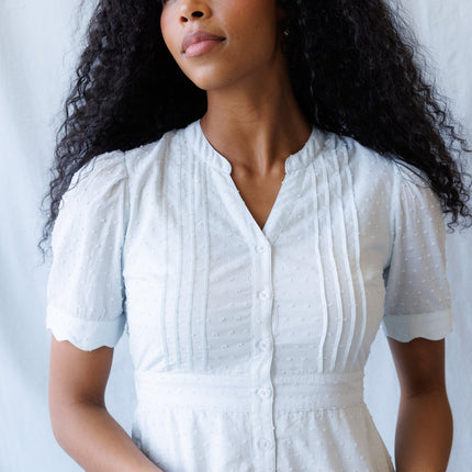 Swiss Dot Scallop Dress by Downeast