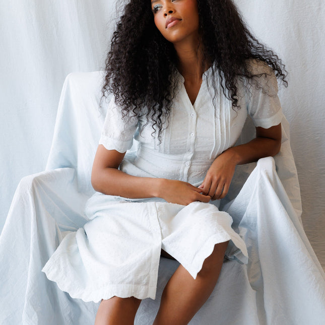 Swiss Dot Scallop Dress by Downeast
