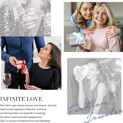 Mothers Day Gift Infinity Heart Birthstone Charm Link Bracelet for Women 925 Sterling Silver Adjustable Mother'S Day Valentine'S Day Christmas Day Gift Anniversary Birthday Jewelry for Wife Girlfriend Her