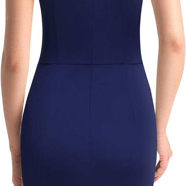 Women'S Retro Ruffle Sleeveless Cocktail Party Pencil Dress