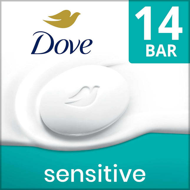 Dove Fragrance-Free Beauty Bar - Enhanced Moisturization for Softer Skin, Hypoallergenic Formula for Sensitive Skin, Gentle Cleanser, 3.75 Oz, Pack of 14 Bars