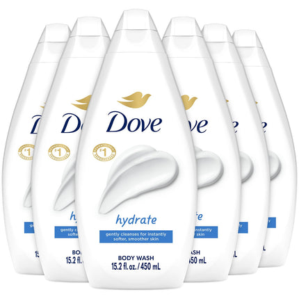 Dove Hydrating Body Wash 6-Pack – Moisturizing Cleanser for Smooth, Soft Skin, 15.22 Oz Each