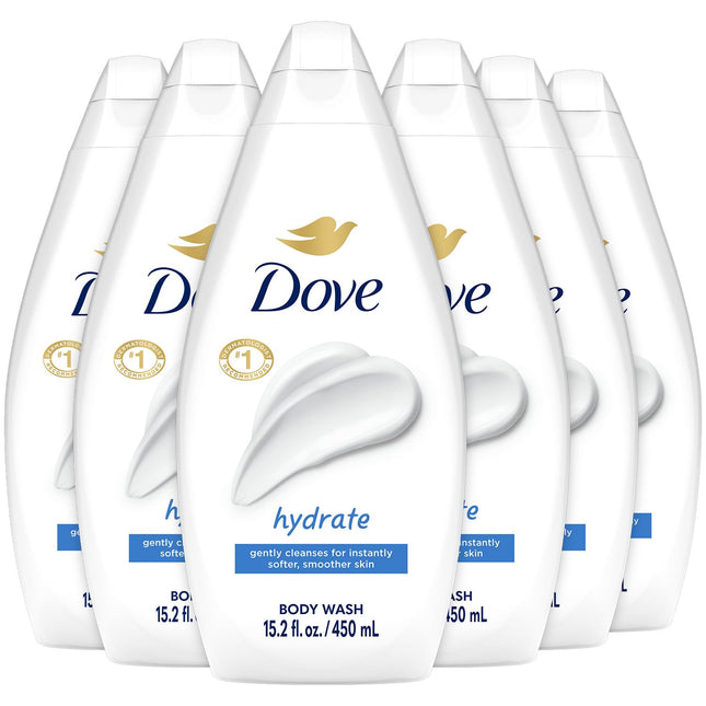 Dove Hydrating Body Wash 6-Pack – Moisturizing Cleanser for Smooth, Soft Skin, 15.22 Oz Each