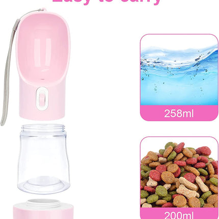 Dog Water Bottle & Food Dispenser, Portable, Leak-Proof, Lightweight, Easy to Clean, Perfect for Walking & Traveling