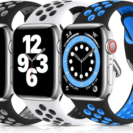 3 Pack Sport Bands Compatible with Apple Watch Band 44Mm 46Mm 45Mm 42Mm 49Mm Men Women,Soft Silicone Breathable Band for Iwatch SE Ultra 3 2 for Iwatch Series 11 10 9 8 7 6 5 4 3 2 1