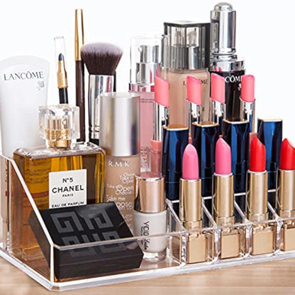 Clear Makeup Organizer Skin Care Cosmetic Display Cases for Jewelry Hair Accessories Lip Gloss Perfum Tray Lipstick Brush Holder,Pack of 1