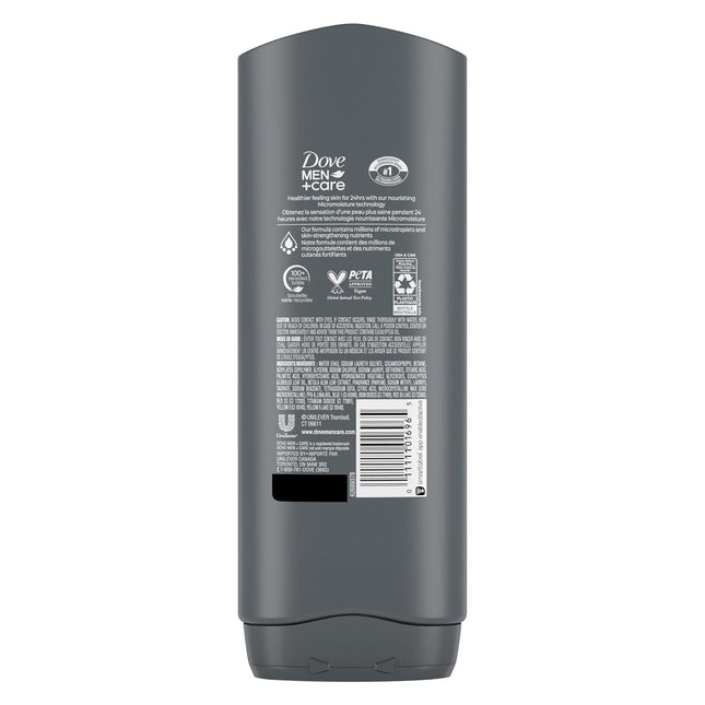 DOVE MEN + CARE Body Wash for Men, Blue Eucalyptus and Birch, 4-Pack, 18 Oz Each, Moisturizing Formula for Dry Skin, Effectively Cleanses and Nourishes Skin