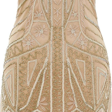Women'S Flapper Dresses 1920S V Neck Beaded Fringed Great Gatsby Dress