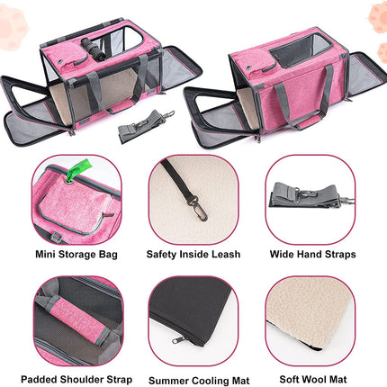 Soft-Sided Pet Carrier for Large and Medium Cats and Puppies - Travel Carrier with Privacy Protection