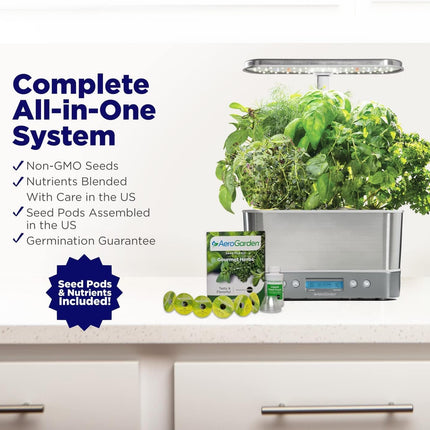 Harvest Elite Indoor Garden Hydroponic System with LED Grow Light and Seed Kit, Holds up to 6 Pods, Stainless Steel