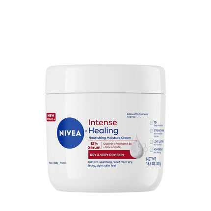Intense Healing Body Cream for Dry Skin with Glycerin, Provitamin B5, and Niacinamide - 72-Hour Moisturizing Non-Greasy Formula for Instant Relief of Dry, Itchy Skin, 13.5 Oz Jar
