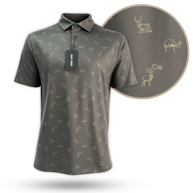 "Get Bucked" Golf Polo - Brown by Bow Crew Apparel - Bow Hunting Lifestyle Apparel