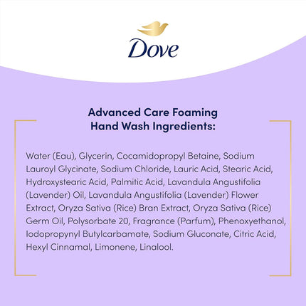 Dove Lavender & Rice Milk Foaming Hand Wash, 10.1 Oz - Pack of 4, Enhanced Moisturization for Dry Skin Protection