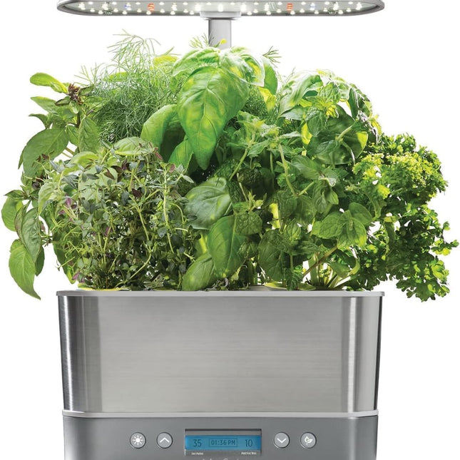 Harvest Elite Indoor Garden Hydroponic System with LED Grow Light and Seed Kit, Holds up to 6 Pods, Stainless Steel