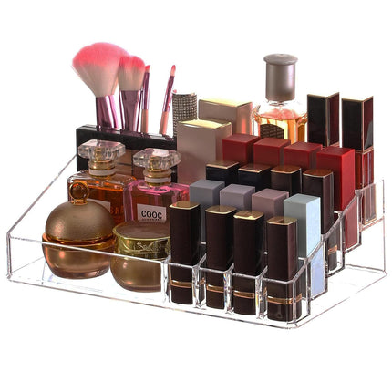 Clear Makeup Organizer Skin Care Cosmetic Display Cases for Jewelry Hair Accessories Lip Gloss Perfum Tray Lipstick Brush Holder,Pack of 1