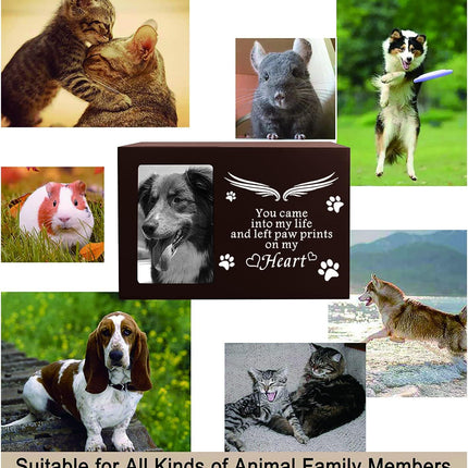 Pet Memorial Keepsake - Cat or Dog Urn with Photo Frame, Wooden Bamboo Urn for Memorial Gifts
