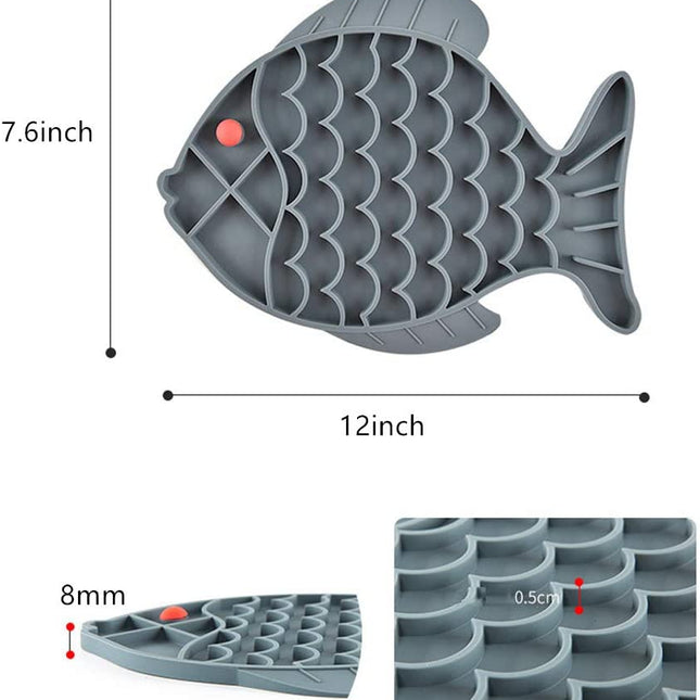 Fish-Shaped Cat Slow Feeder Pet Lick Mat Cat Puzzle Feeder for Dogs & Cats, Fun Alternative to Slow Feeder Cat Bowl, IQ Treat Mat, Anxiety Relief