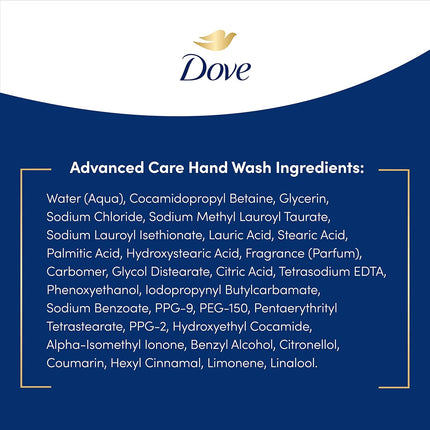 Dove Advanced Care Deep Moisture Hand Wash, 4-Pack, 12 Oz - Enhanced Moisturization for Soft, Smooth Skin