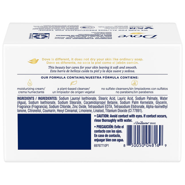 Dove Original Beauty Bar Pack (4 Bars) – 3-in-1 Moisturizing Soap for Face, Body & Hands, 3.17 Oz Each