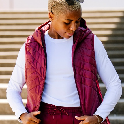 Powerstripe Eco-Friendly Down Hooded Vest by Goal Five