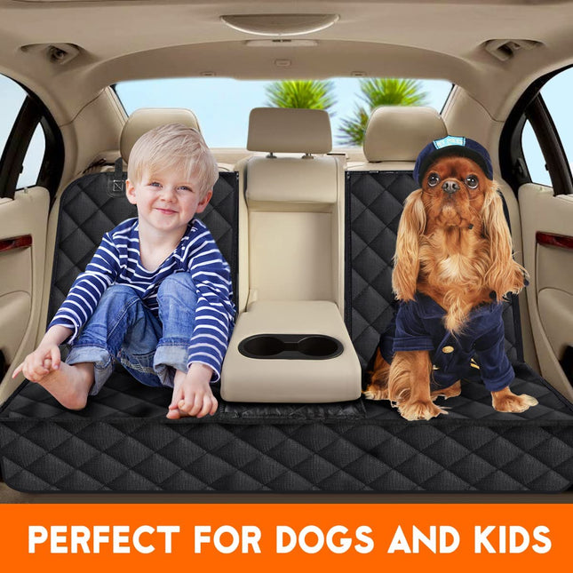 Waterproof Dog Car Seat Cover - Non-Slip Back Seat Protector for Pets, Fits Most Cars, Trucks, and SUVs - Black
