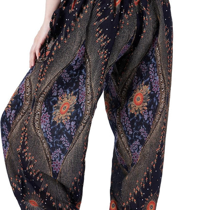 Women'S Smocked Waist Boho Flowy Yoga Harem Pants Hippie Clothes