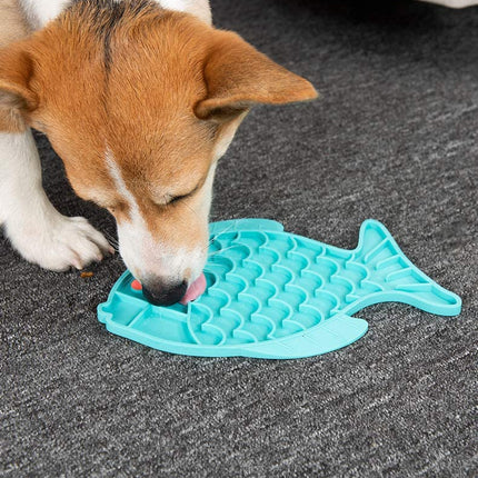 Fish-Shaped Cat Slow Feeder Pet Lick Mat Cat Puzzle Feeder for Dogs & Cats, Fun Alternative to Slow Feeder Cat Bowl, IQ Treat Mat, Anxiety Relief