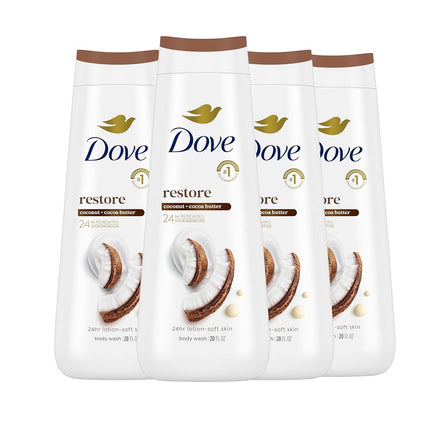 Dove Body Wash with Restoring Coconut and Cocoa Butter, 4-Pack