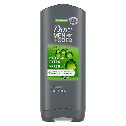 DOVE Men+Care Extra Fresh Body Wash and Face Cleanser for Nourished Skin, 13.5 Oz