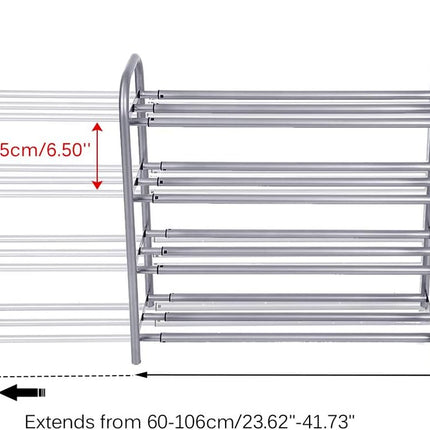 Shoe Rack Organizer for Closet Entryway, 4 Tiers Adjustable Heavy Duty Metal Shoe Storage Shelf, Large Enough for 20+ Pairs of Shoes (23.6"~41.7"X8.9"X24.2")(Silver)