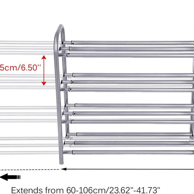 Shoe Rack Organizer for Closet Entryway, 4 Tiers Adjustable Heavy Duty Metal Shoe Storage Shelf, Large Enough for 20+ Pairs of Shoes (23.6"~41.7"X8.9"X24.2")(Silver)