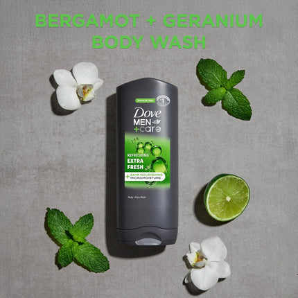 DOVE Men+Care Extra Fresh Body Wash and Face Cleanser for Nourished Skin, 13.5 Oz