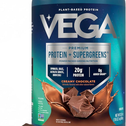 Premium Protein + Supergreens, Chocolate – 20G n Protein, Dairy & Gluten Free, 28.8 Oz (25 Servings)