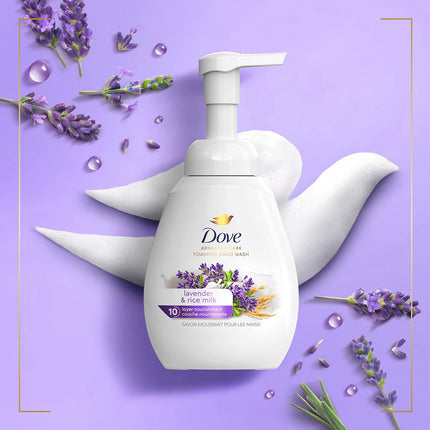 Dove Lavender & Rice Milk Foaming Hand Wash, 10.1 Oz - Pack of 4, Enhanced Moisturization for Dry Skin Protection