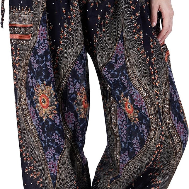 Women'S Smocked Waist Boho Flowy Yoga Harem Pants Hippie Clothes