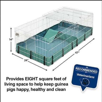 Guinea Habitat plus Cage, Includes Divider Panel and Hinged Top, Washable PVC Canvas Bottom, Expandable Small Animal Cage for Guinea Pigs, 171GHP
