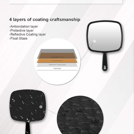 Hand Mirror, Extra Large Barber Hairdressing Handheld Mirror with Handle for Salon, Pack of 3