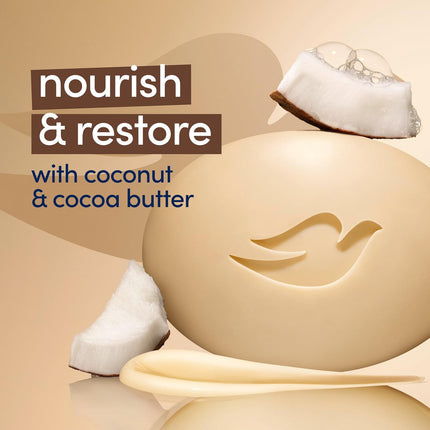 Dove Beauty Bar Soap with Restoring Coconut and Cocoa Butter, 6 Count, 3.75 Oz - Nourishing Formula for Revitalized Skin