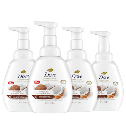 Dove Foaming Hand Wash with Coconut & Almond Milk, 10.1 Oz - Pack of 4, Superior Moisturization for Skin Protection Against Dryness