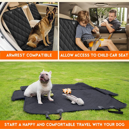 Waterproof Dog Car Seat Cover - Non-Slip Back Seat Protector for Pets, Fits Most Cars, Trucks, and SUVs - Black