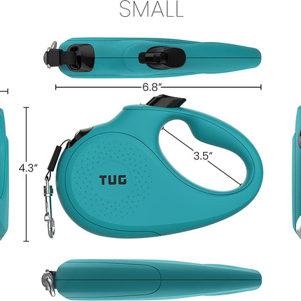 Monochrome 360° Tangle-Free Retractable Dog Leash | 16 Ft Strong Nylon Tape (Small, Aqua)