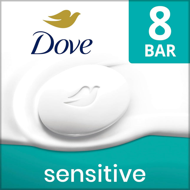 Dove Sensitive Skin Beauty Bar Soap, Fragrance-Free and Hypoallergenic, 8 Bars (3.75 Oz Each)